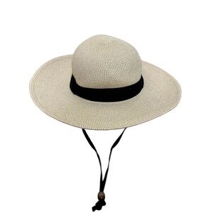 Elegant Cream Sun Hat with Black Band